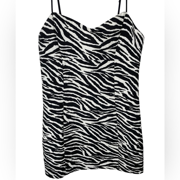 For Love & Lemons Lyla Mini White/Black Zebra Print Dress Size Medium - Picture 4 of 13